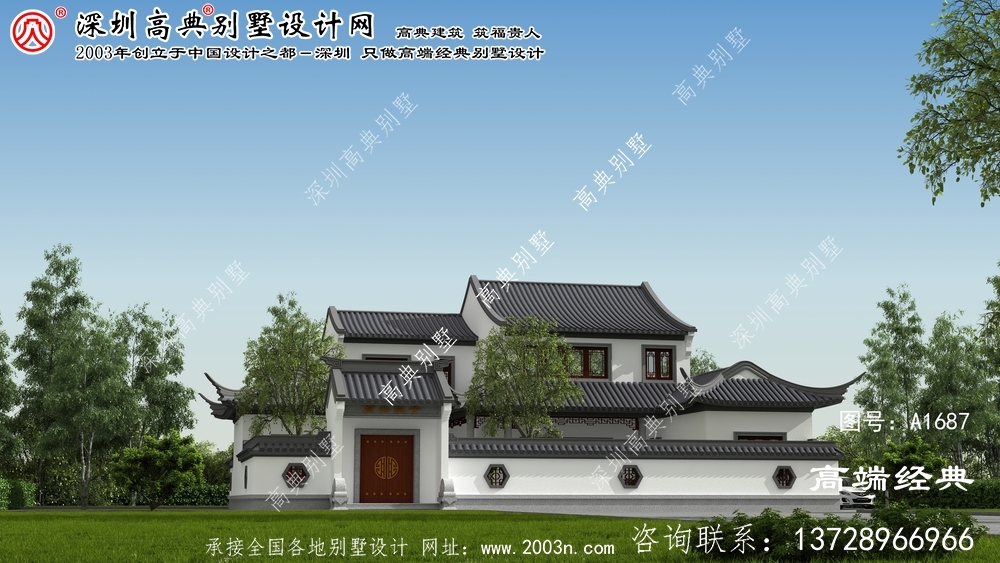 衡南县美丽高雅的二楼中国式别墅设计图。
